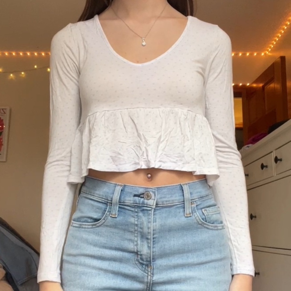 Me to We Cream Ruffled Long Sleeve Blouse